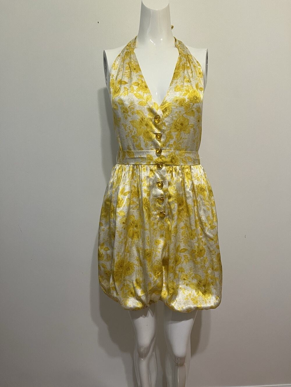 BETSY JOHNSON | Silk floral halter backless Bloomer Y2K vibe Romper | 4
